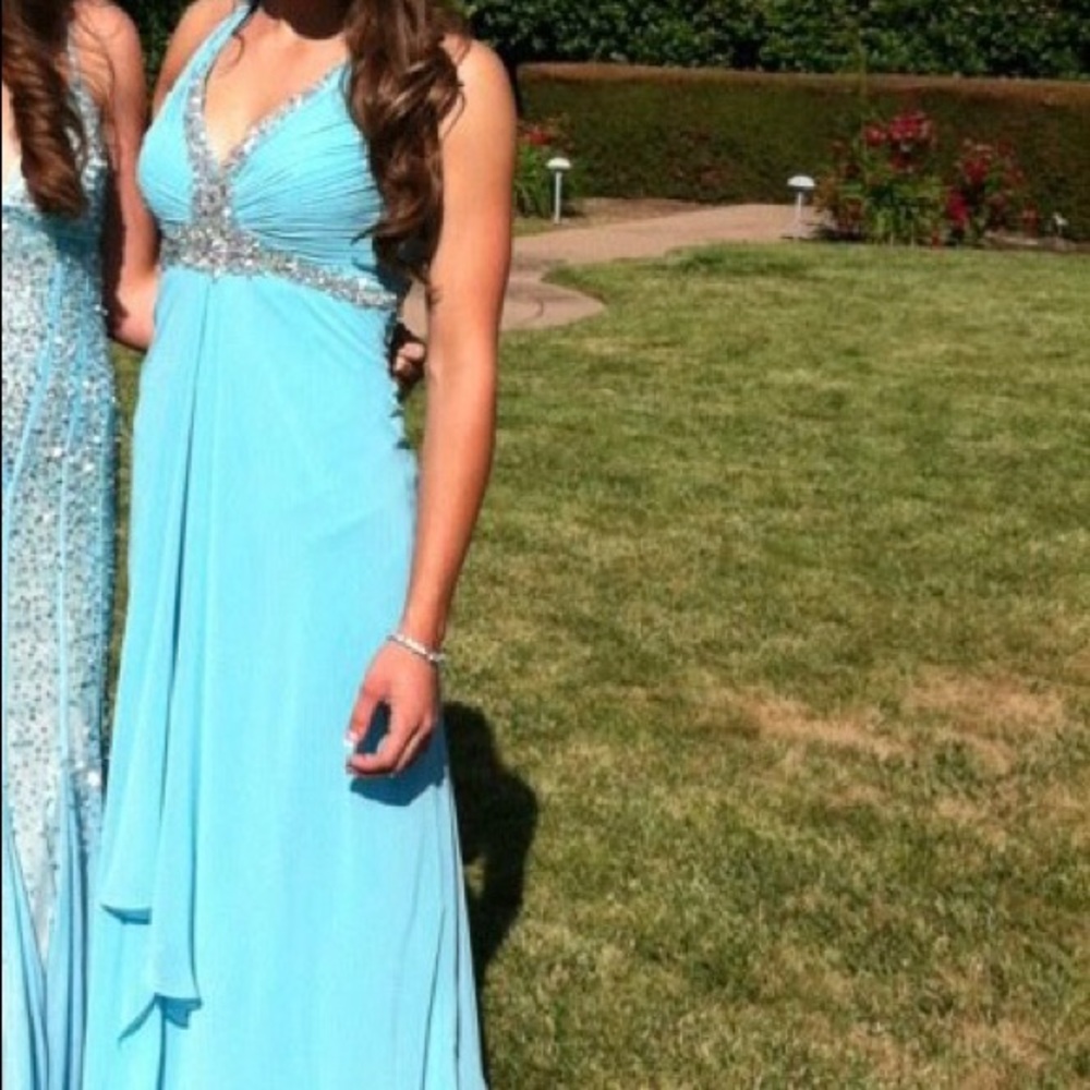 Baby blue crystal ball gown